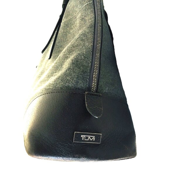 TUMI Business Bag Satchel Large Leather Villa Nivelle Zips Tags Grey Brown - Picture 4 of 16